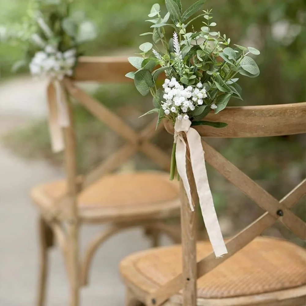 Ling's Moment Chair/Pew Florals in White, Sage, & Greenery. Used once, like new